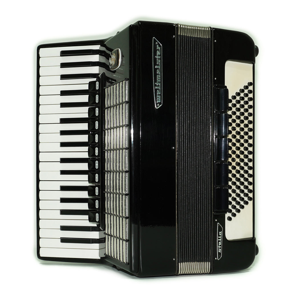 Weltmeister Stella 96 Bass Accordion made in Germany, New Straps and Soft Case for Gift, Original Keyboard Piano Accordian Instrument, 2627