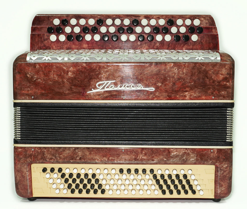 Ukraine Polissya Bayan 3 Row Chromatic Button Accordion 100 Bass, Folk Harmonica, Garmoshka, New Straps and Soft Case, 2632