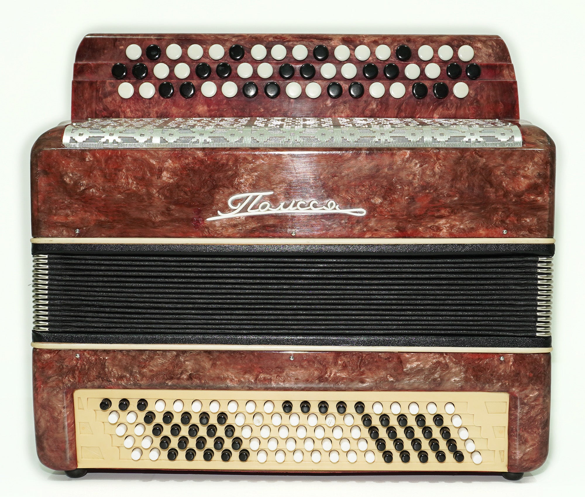 Ukraine Polissya Bayan 3 Row Chromatic Button Accordion 100 Bass, Folk Harmonica, Garmoshka, New Straps and Soft Case, 2632