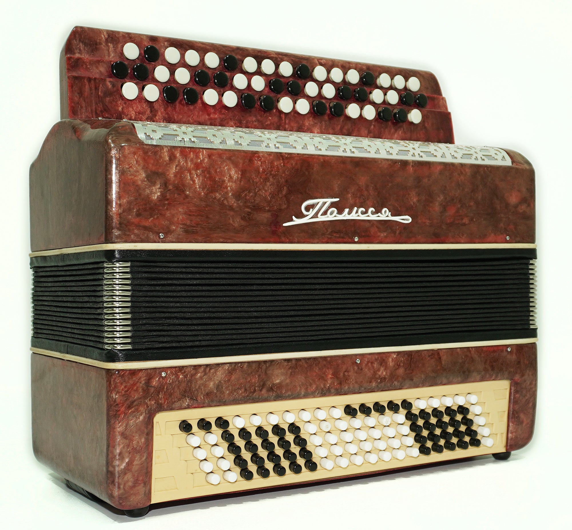 Ukraine Polissya Bayan 3 Row Chromatic Button Accordion 100 Bass, Folk Harmonica, Garmoshka, New Straps and Soft Case, 2632