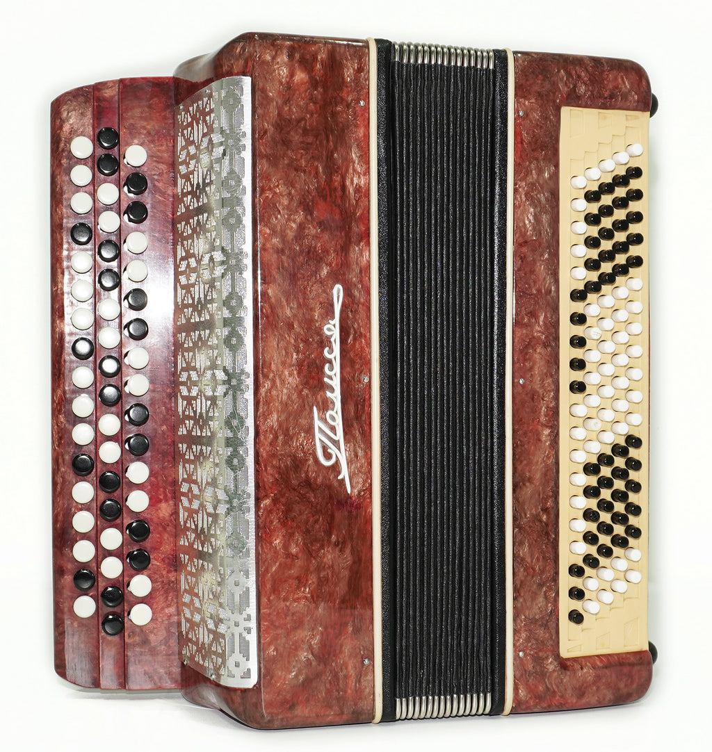 Ukraine Polissya Bayan 3 Row Chromatic Button Accordion 100 Bass, Folk Harmonica, Garmoshka, New Straps and Soft Case, 2632