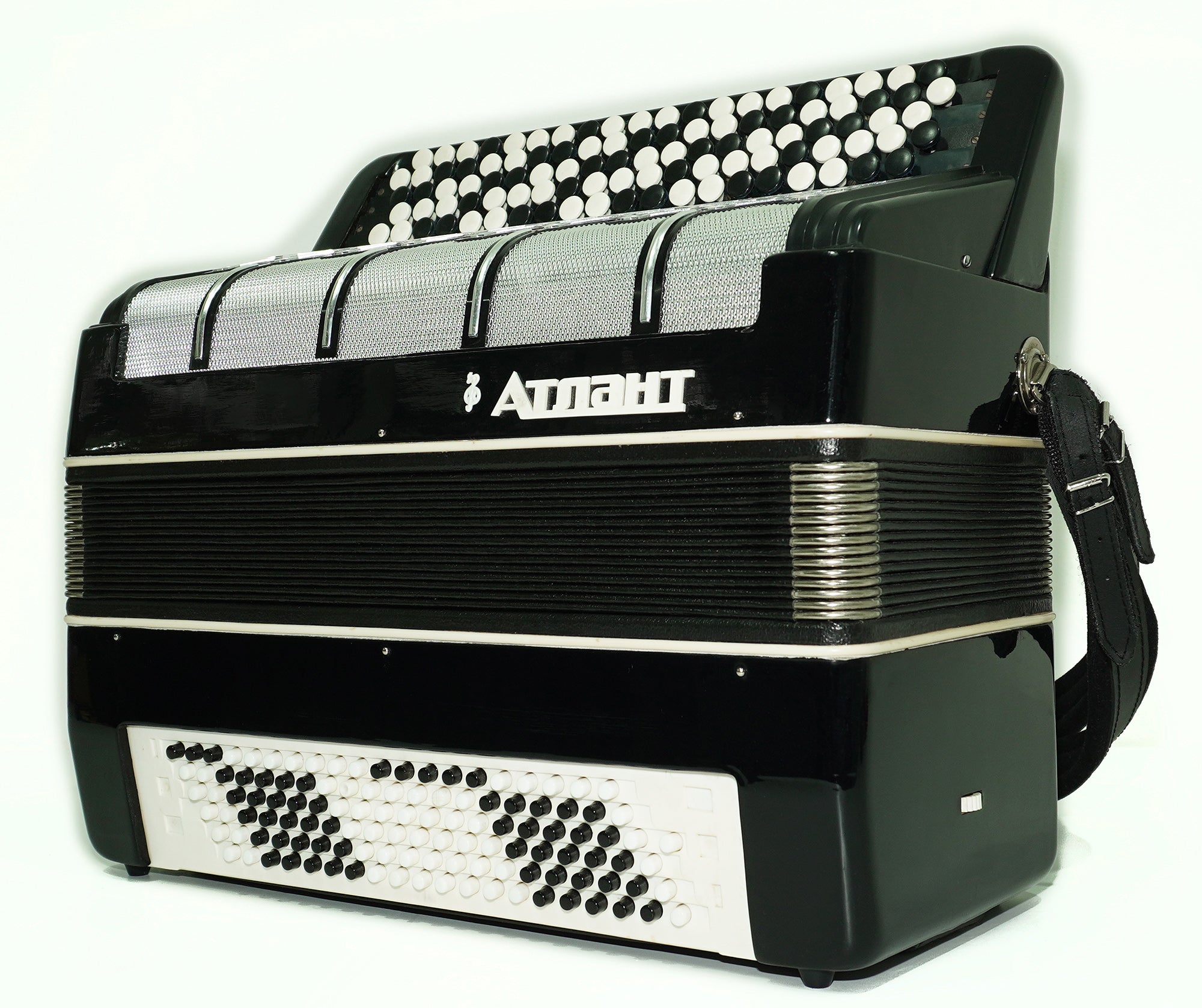 Concert 5 Rows Button Accordion Atlant 120 Bass, Chromatic Ukrainian Bayan, B System, New straps, Rich and Powerful sound!, 2628