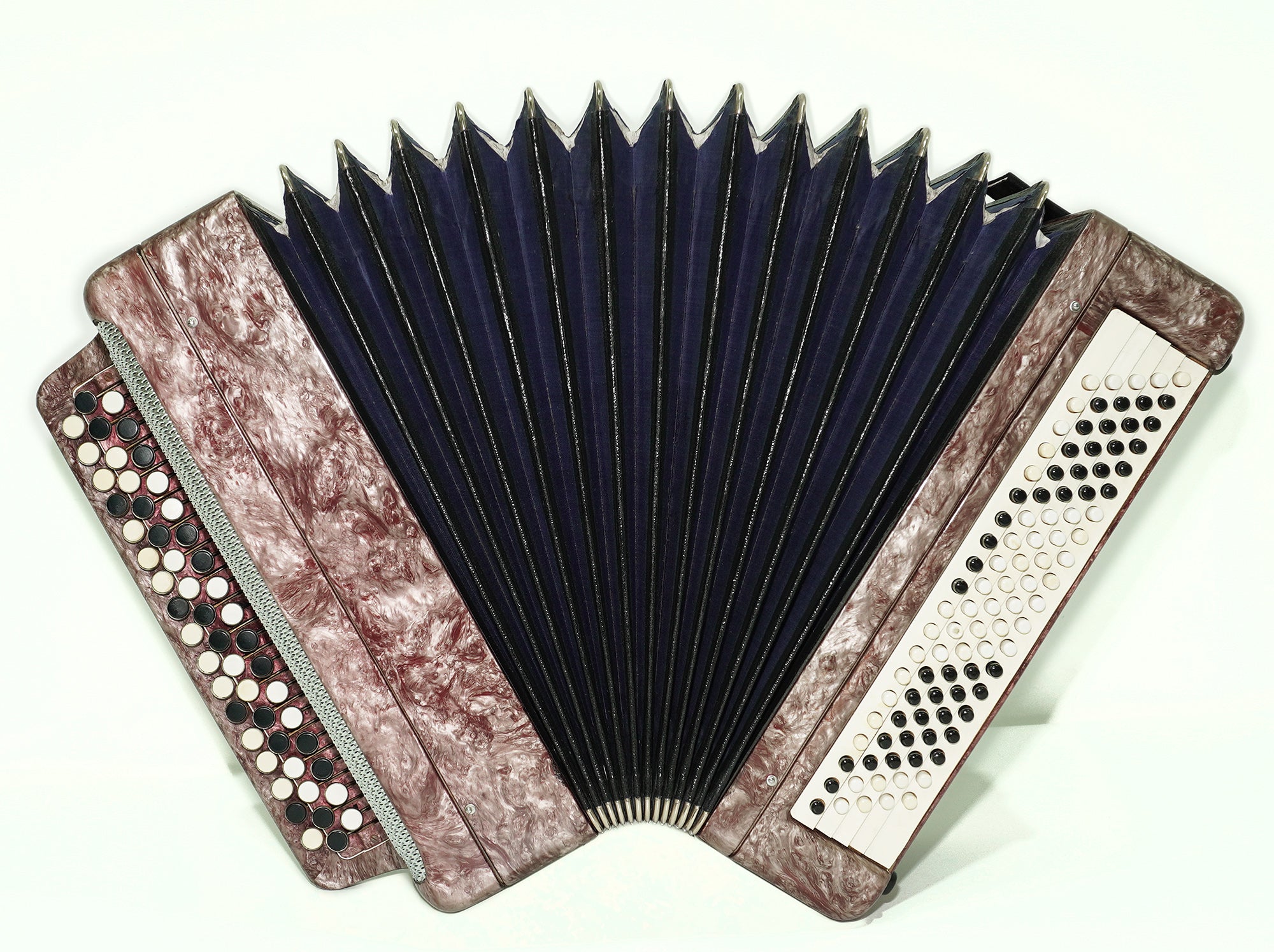 Tula Russian Bayan Tulskiy, 3 Row Chromatic Button Accordion, Vintage Music Box B System, New Straps and Soft Case, Soviet Harmonica, 2634