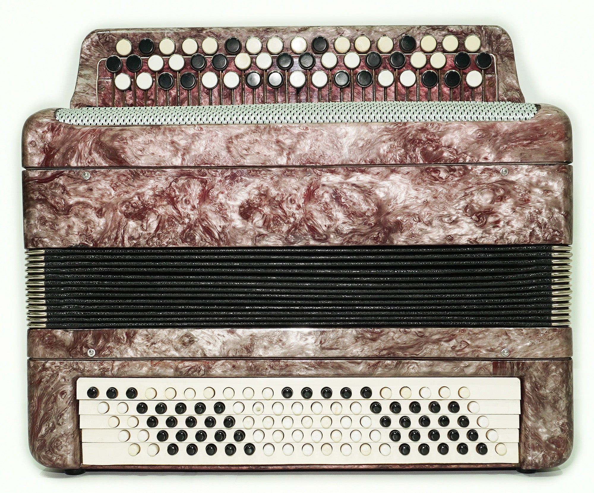 Tula Russian Bayan Tulskiy, 3 Row Chromatic Button Accordion, Vintage Music Box B System, New Straps and Soft Case, Soviet Harmonica, 2634