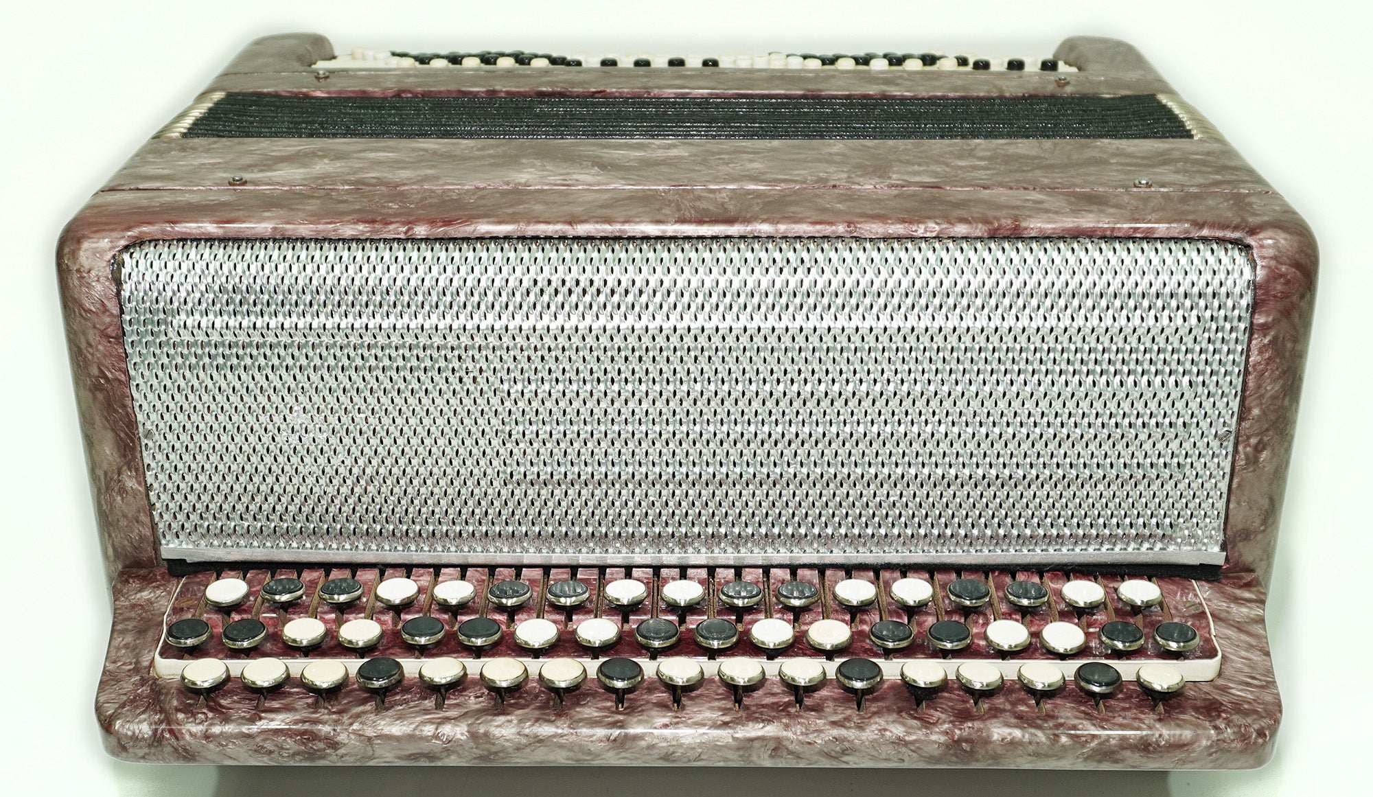 Tula Russian Bayan Tulskiy, 3 Row Chromatic Button Accordion, Vintage Music Box B System, New Straps and Soft Case, Soviet Harmonica, 2634