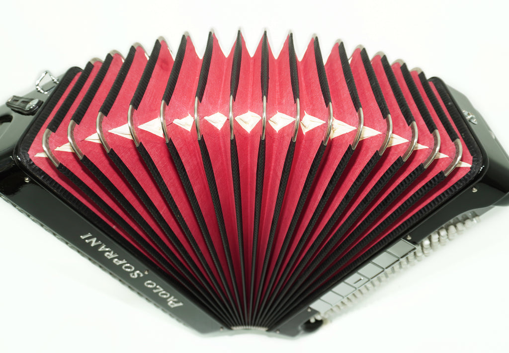 Paolo Soprani 5 Rows Button Accordion 120 Bass made in Italy, C Griff Professional Concert Accordeone de Botones for Adults