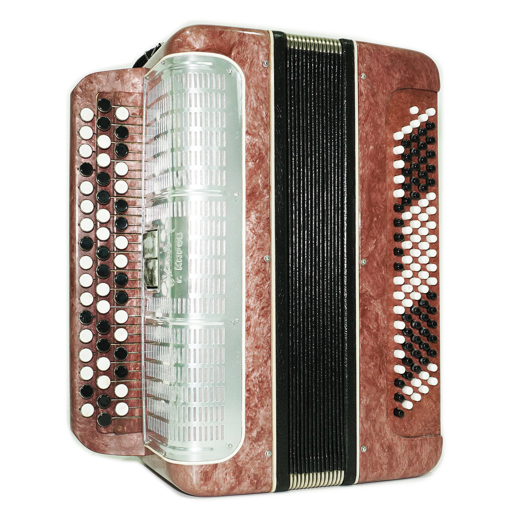 Russischer Bajan Melodiya Kirow, Vintage chromatisches Knopfakkordeon, hergestellt in der UdSSR, neue Riemen und weiche Tasche, voller und schöner Klang, 2640