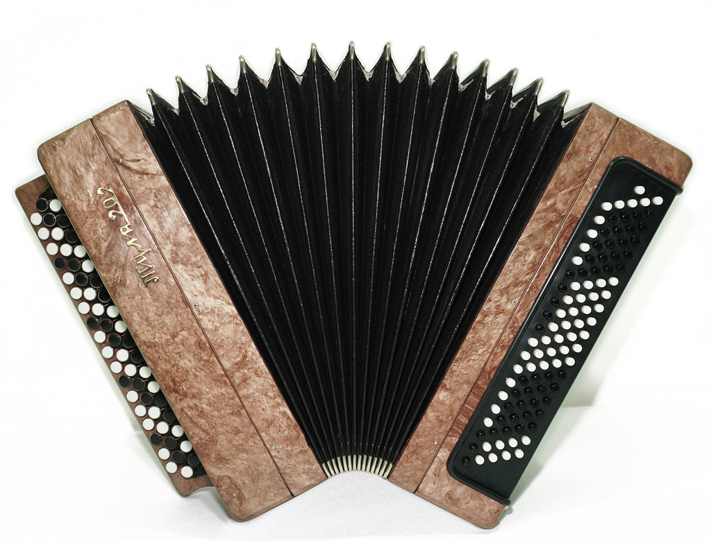 Tulskiy Accordion Tula 202, 3 Row Chromatic Button Accordion, Russian Bayan B System, New Straps and Soft Case, Soviet Garmoshka, 2637