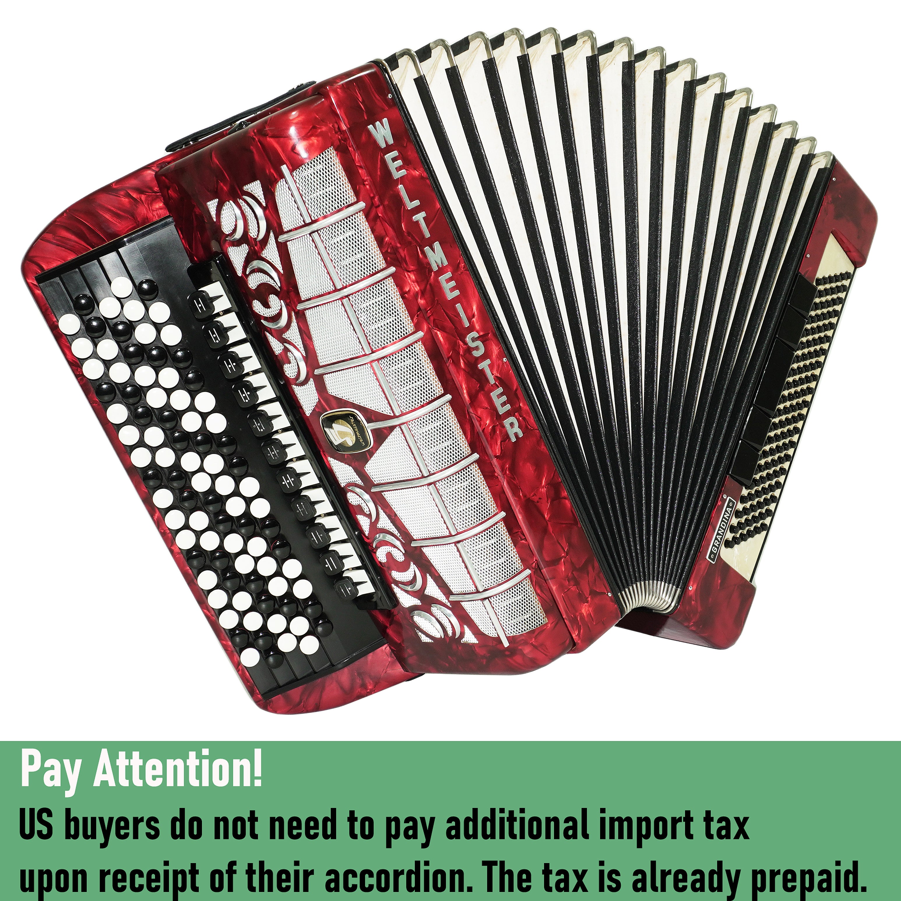Weltmeister Grandina Button Accordion 120 Bass, made in Germany, 5 Row Bayan B Griff, Straps and Soft Case, Vintage Professional Accordion, 2642