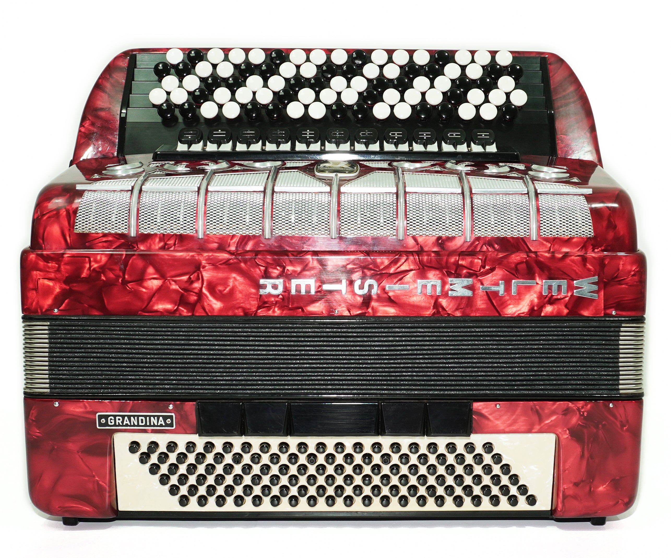 Weltmeister Grandina Button Accordion 120 Bass, made in Germany, 5 Row Bayan B Griff, Straps and Soft Case, Vintage Professional Accordion, 2642