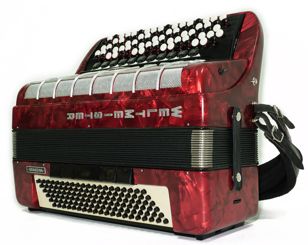 Weltmeister Grandina Button Accordion 120 Bass, made in Germany, 5 Row Bayan B Griff, Straps and Soft Case, Vintage Professional Accordion, 2642