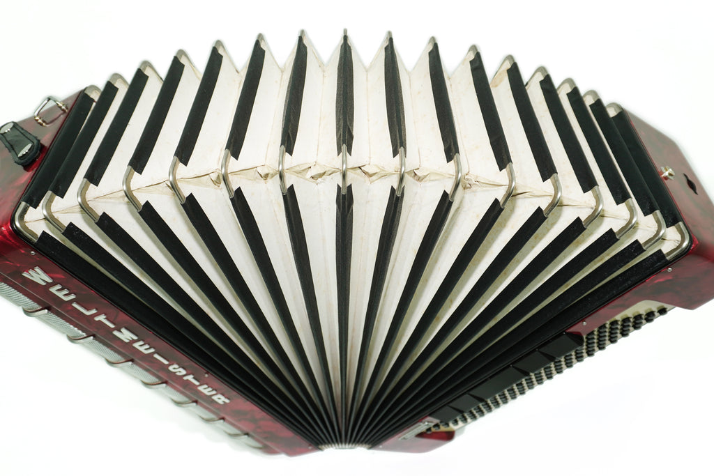 Weltmeister Grandina Button Accordion 120 Bass, made in Germany, 5 Row Bayan B Griff, Straps and Soft Case, Vintage Professional Accordion, 2642