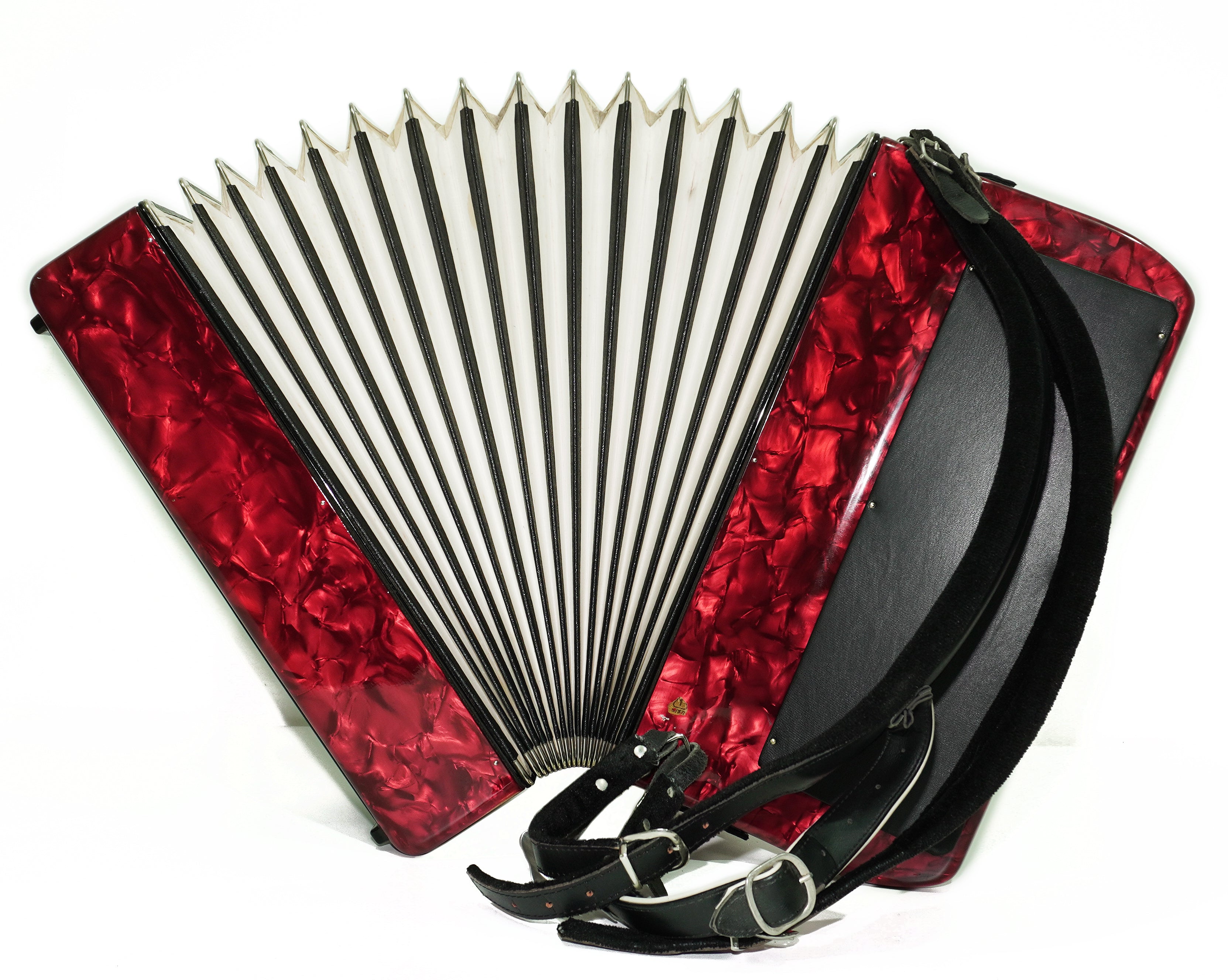 Weltmeister Grandina Button Accordion 120 Bass, made in Germany, 5 Row Bayan B Griff, Straps and Soft Case, Vintage Professional Accordion, 2642