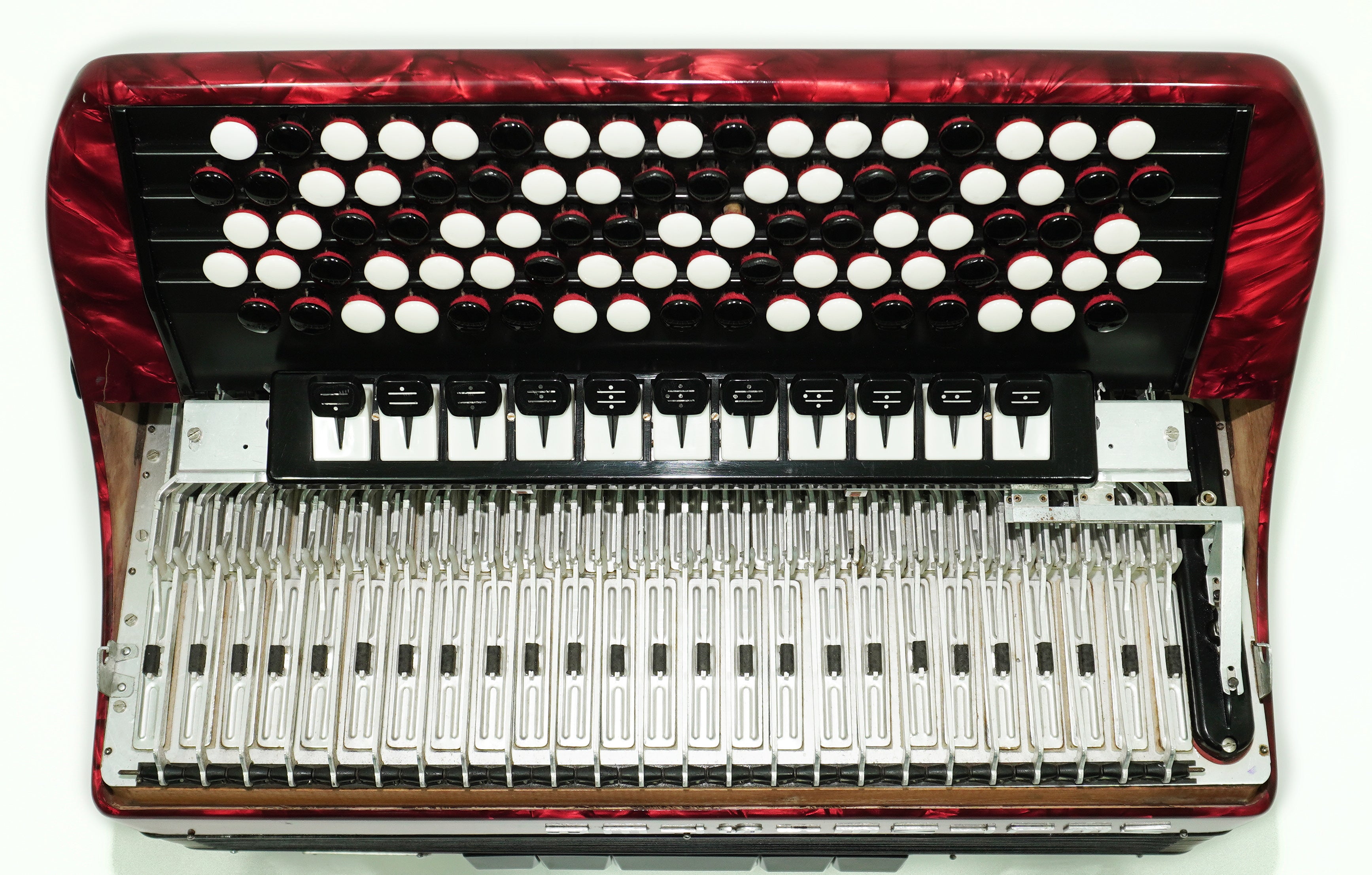 Weltmeister Grandina Button Accordion 120 Bass, made in Germany, 5 Row Bayan B Griff, Straps and Soft Case, Vintage Professional Accordion, 2642