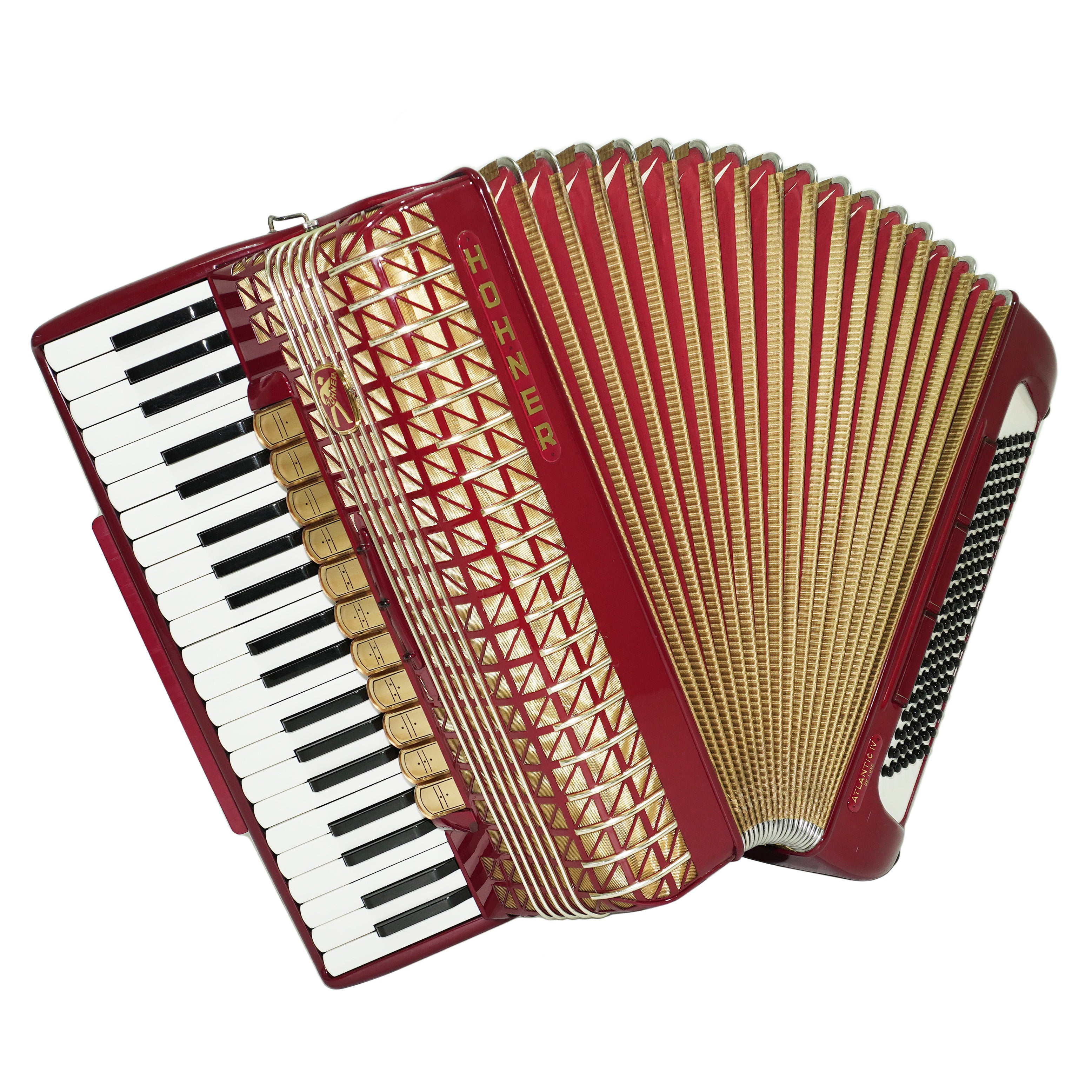 Hohner Atlantic IV De Luxe Piano Accordion, made in Germany 120 Bass, Straps and Soft Bag, Vintage Original Musical Instrument, 2644