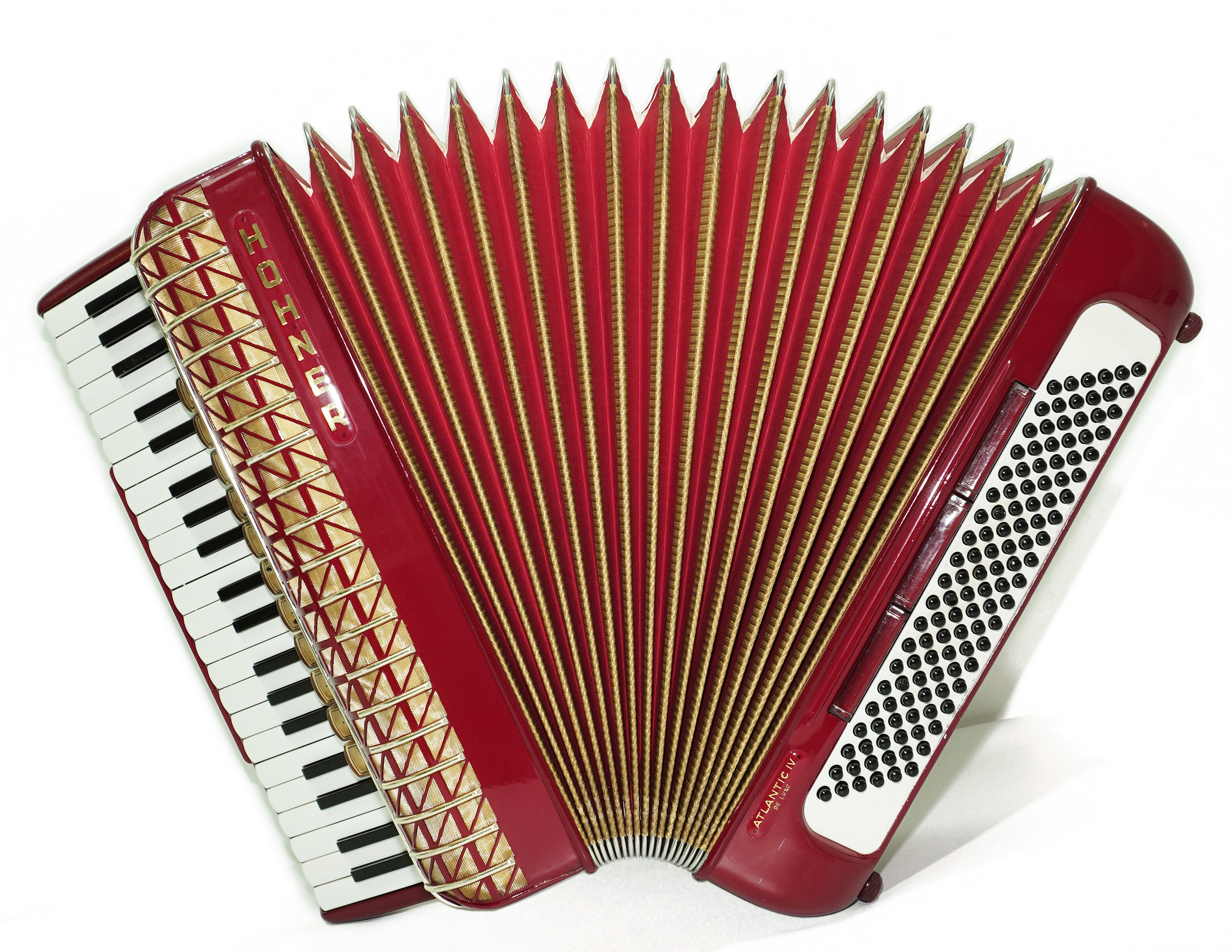 Hohner Atlantic IV De Luxe Piano Accordion, made in Germany 120 Bass, Straps and Soft Bag, Vintage Original Musical Instrument, 2644
