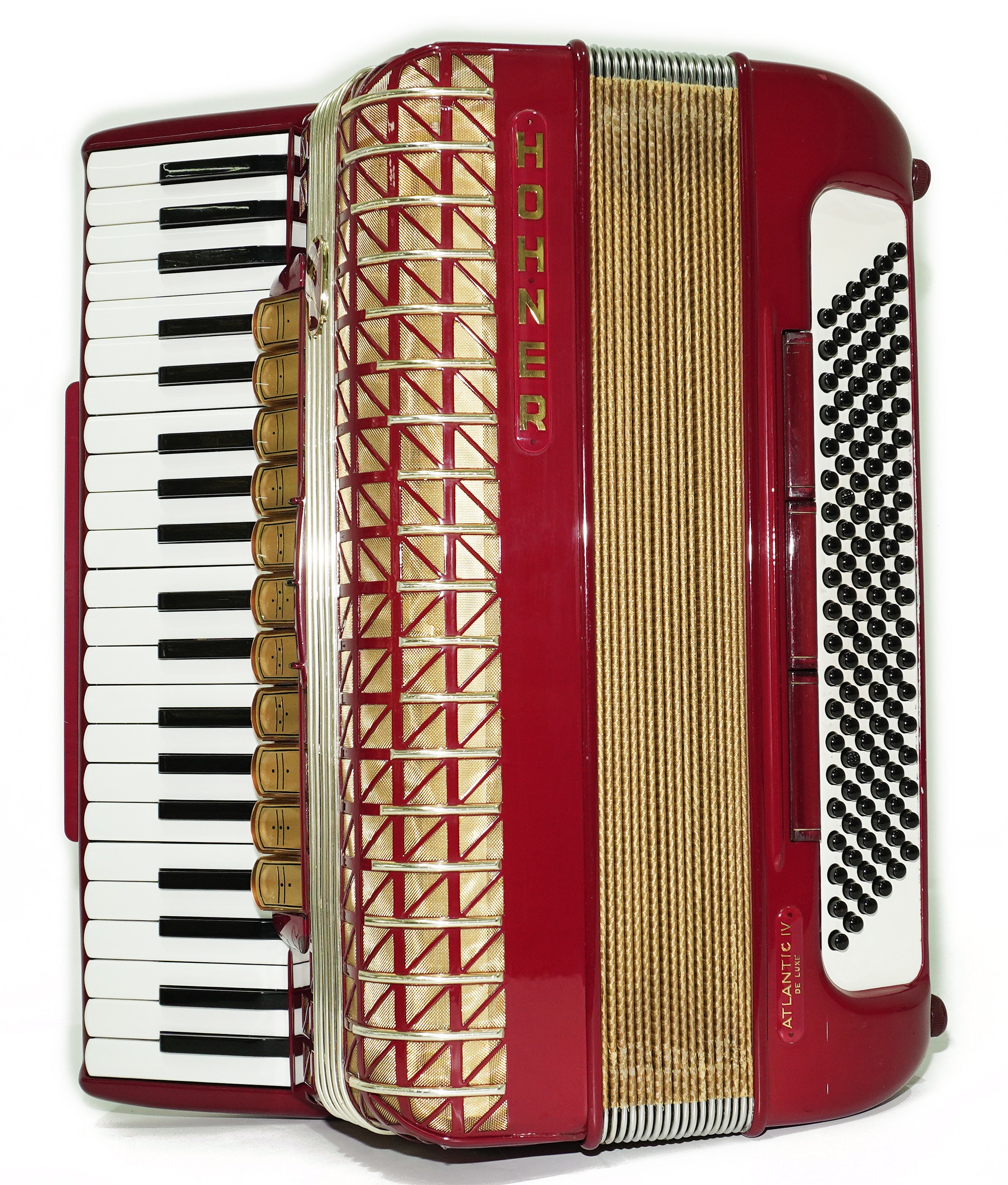 Hohner Atlantic IV De Luxe Piano Accordion, made in Germany 120 Bass, Straps and Soft Bag, Vintage Original Musical Instrument, 2644
