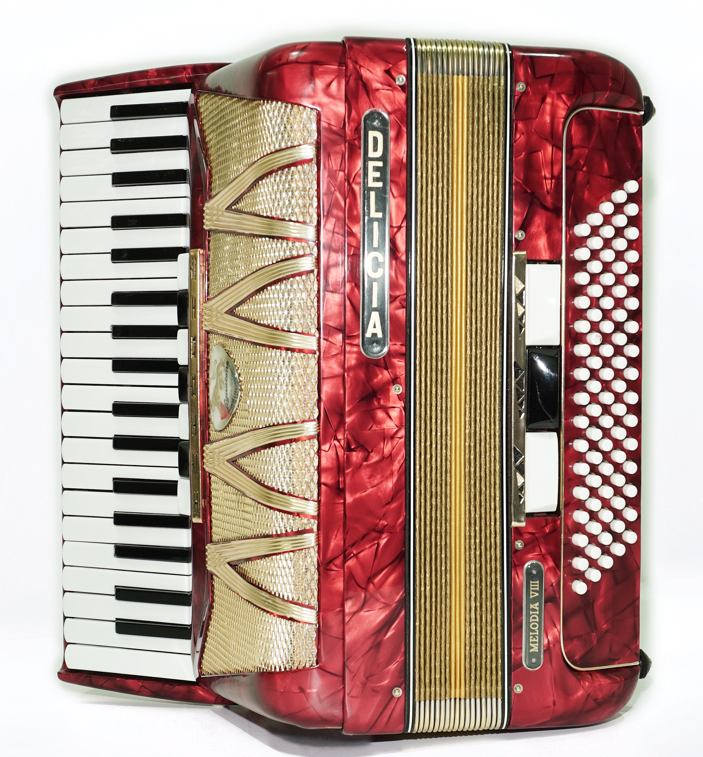 Vintage Lignatone Delicia Melodia VIII Pianoakkordeon 80 Bässe, hergestellt in der Tschechoslowakei, neue Riemen, originales Tasteninstrument, 2647