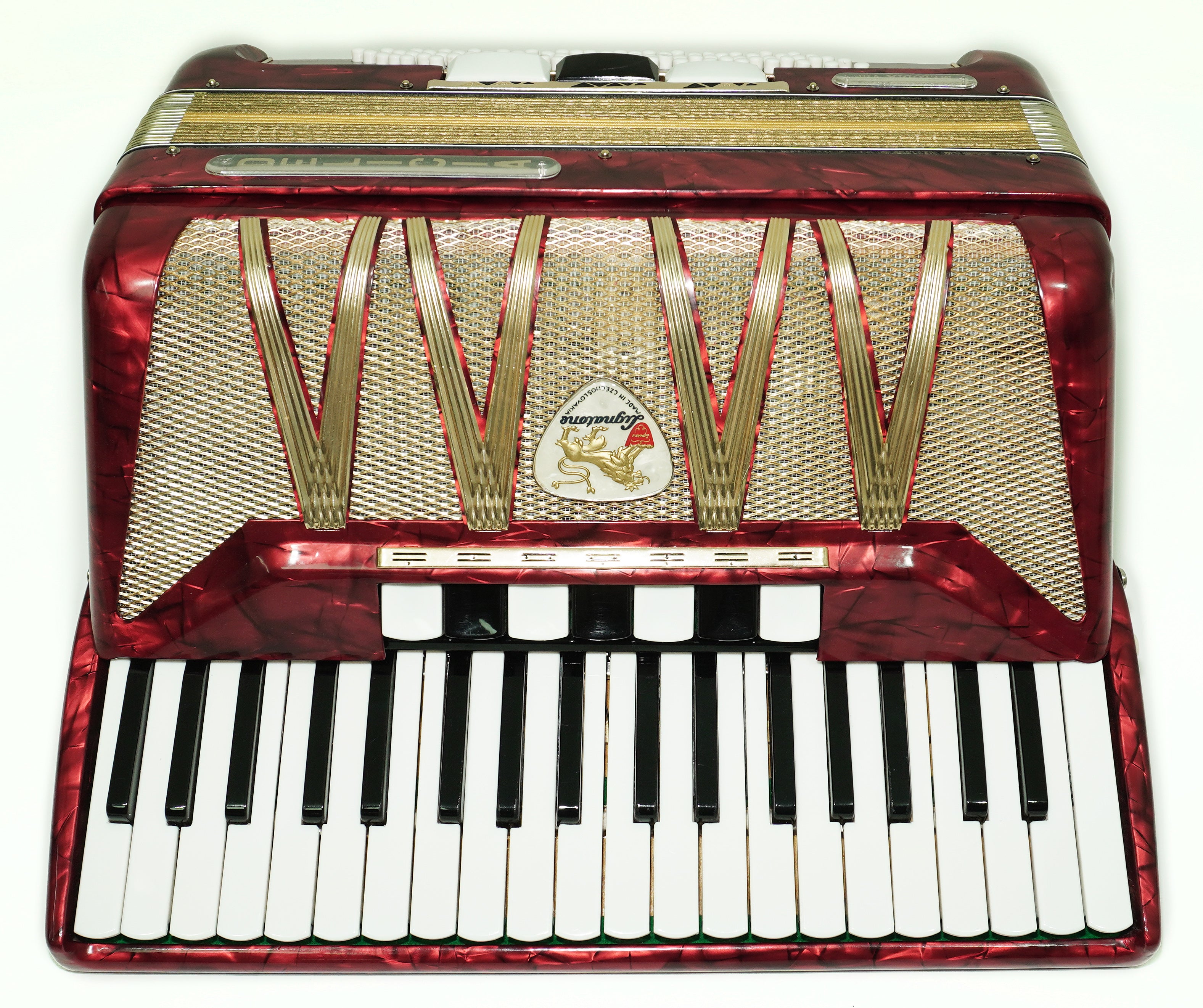 Vintage Lignatone Delicia Melodia VIII Pianoakkordeon 80 Bässe, hergestellt in der Tschechoslowakei, neue Riemen, originales Tasteninstrument, 2647