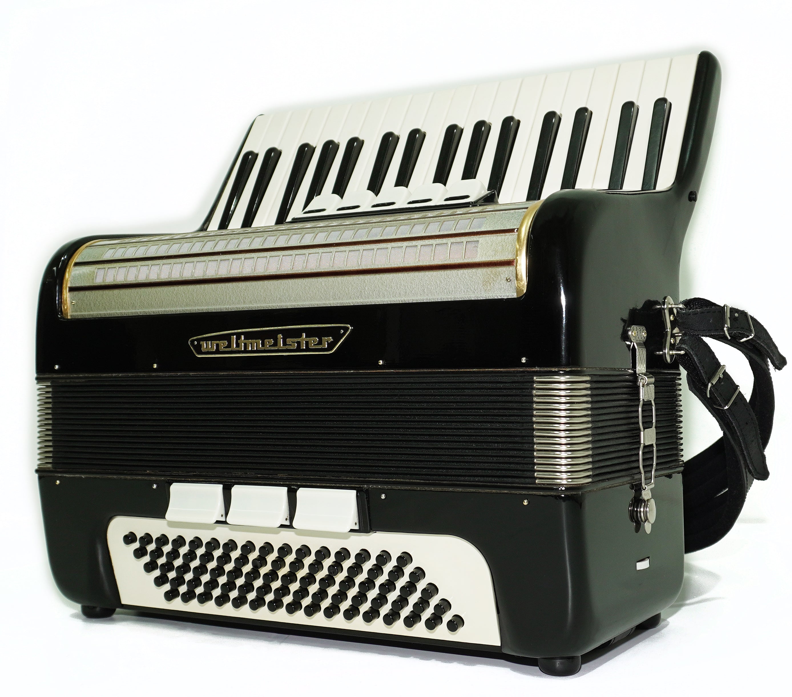 Weltmeister Accordion 80 Bass, made in Germany, New Straps and Soft Case for Gift, Original Keyboard Piano Accordian Instrument, 2643
