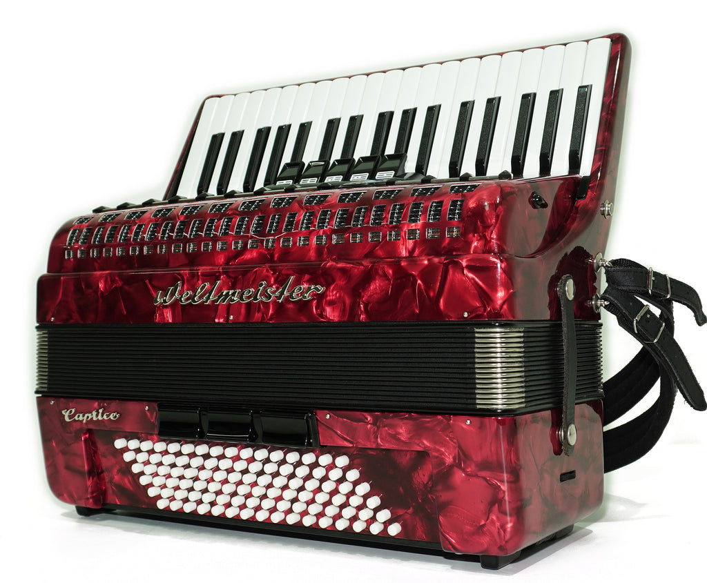 Weltmeister Caprice Accordion 96 Bass, German Accordian Instrument, New Straps and Soft Case for Gift, Original Keyboard Piano Acordeone, 2651