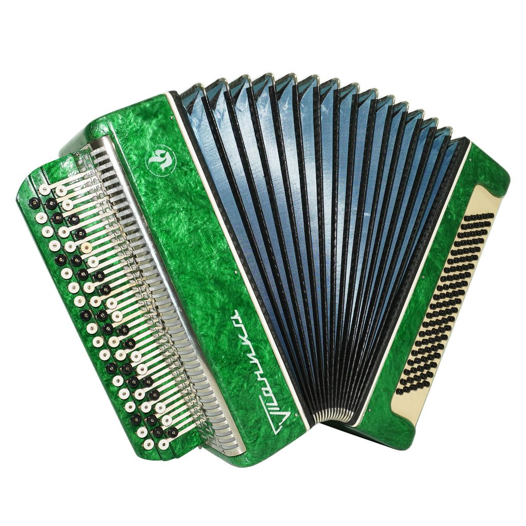 Bayan Accordion Tonica, Button Accordion Instrument 100 Bass, New Straps, Concertina Stradella B System, Soviet Harmonica in Tune, 2654