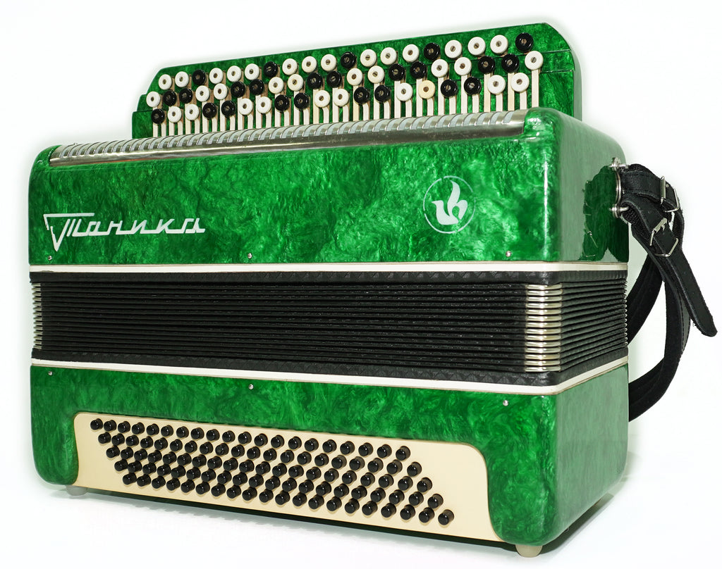 Bayan Accordion Tonica, Button Accordion Instrument 100 Bass, New Straps, Concertina Stradella B System, Soviet Harmonica in Tune, 2654