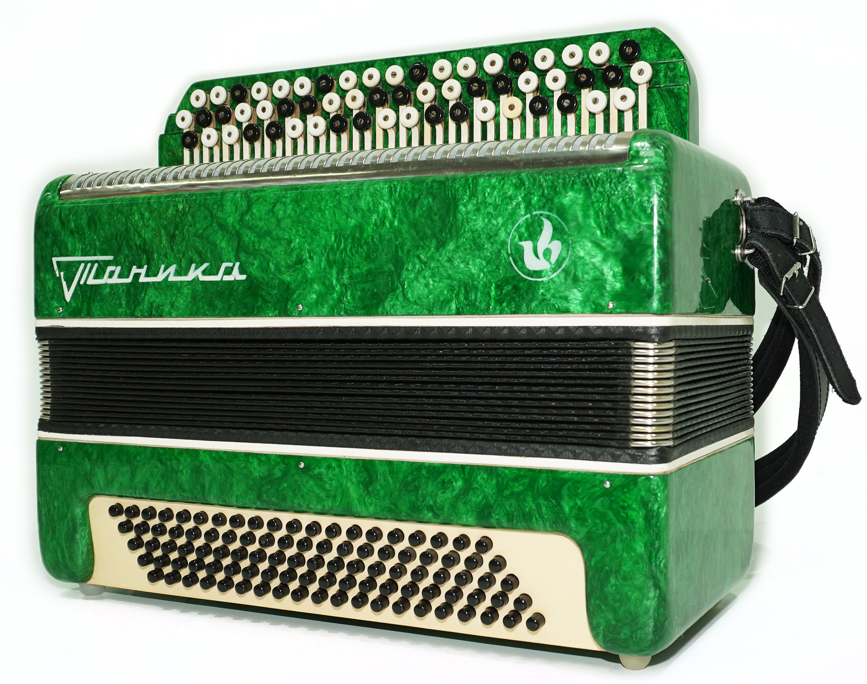 Bayan Accordion Tonica, Button Accordion Instrument 100 Bass, New Straps, Concertina Stradella B System, Soviet Harmonica in Tune, 2654