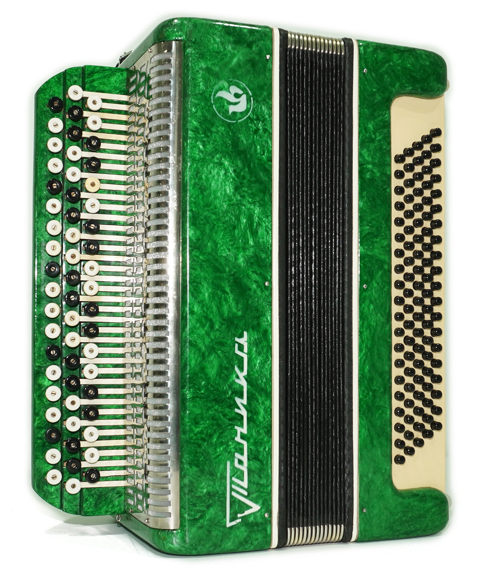 Bayan Accordion Tonica, Button Accordion Instrument 100 Bass, New Straps, Concertina Stradella B System, Soviet Harmonica in Tune, 2654