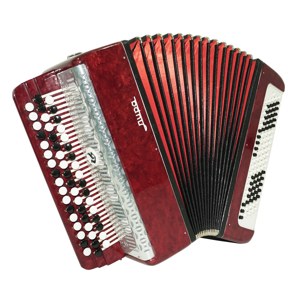 Chromatic Button Accordion 100 Bass 3 Row Bayan Lightweight, Stradella B System, with New Straps, 2656
