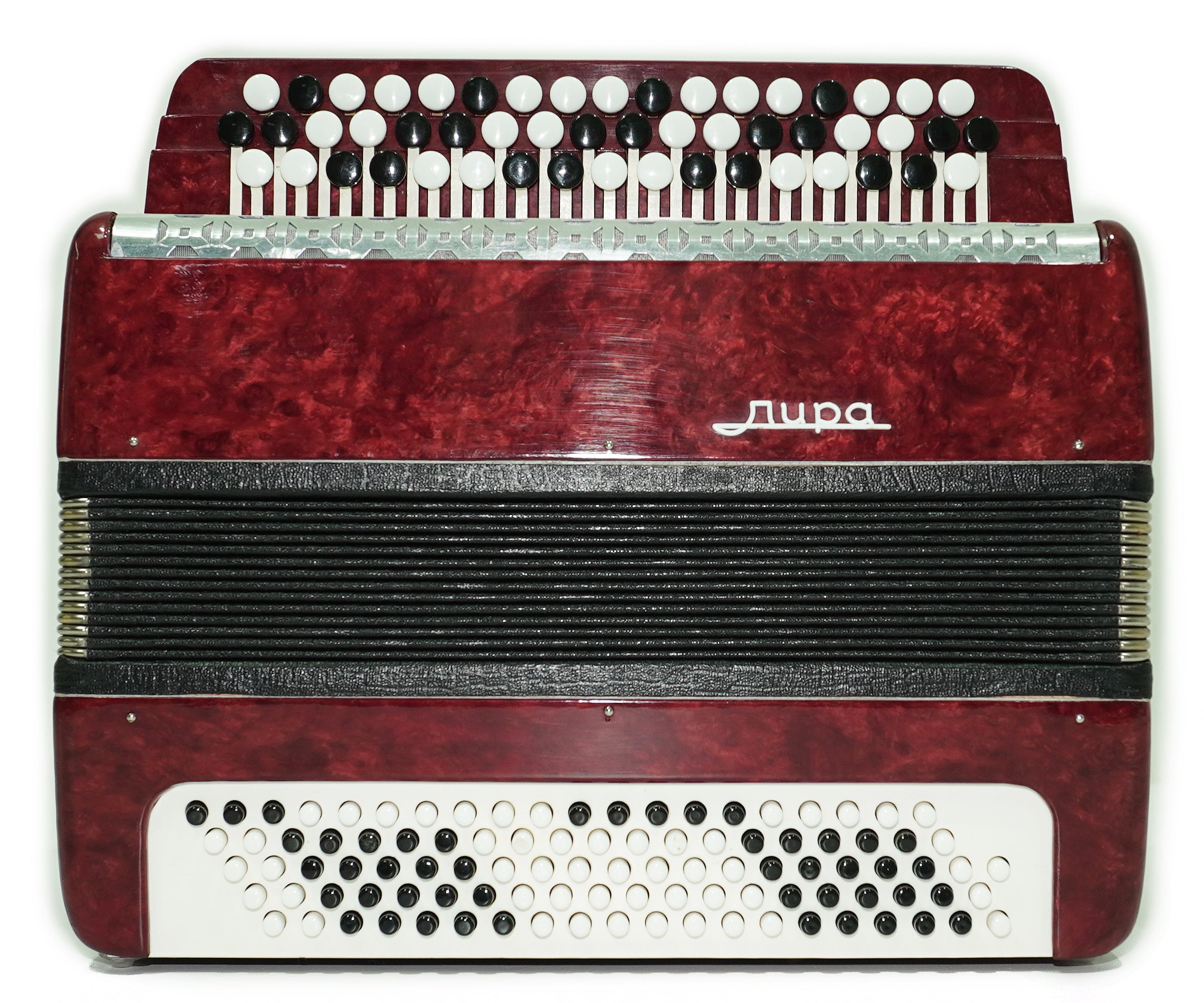 Chromatic Button Accordion 100 Bass 3 Row Bayan Lightweight, Stradella B System, with New Straps, 2656