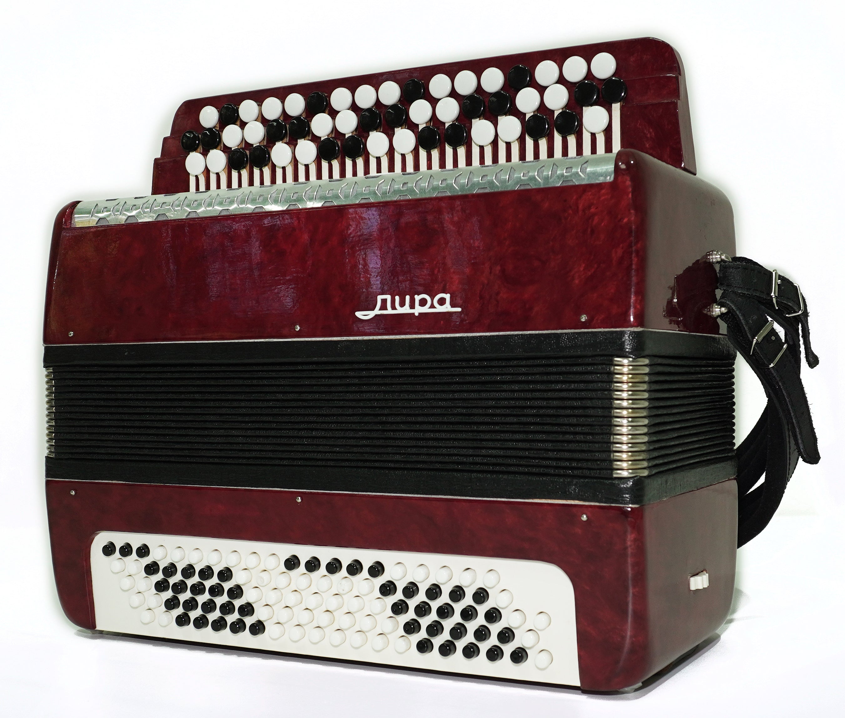 Chromatic Button Accordion 100 Bass 3 Row Bayan Lightweight, Stradella B System, with New Straps, 2656