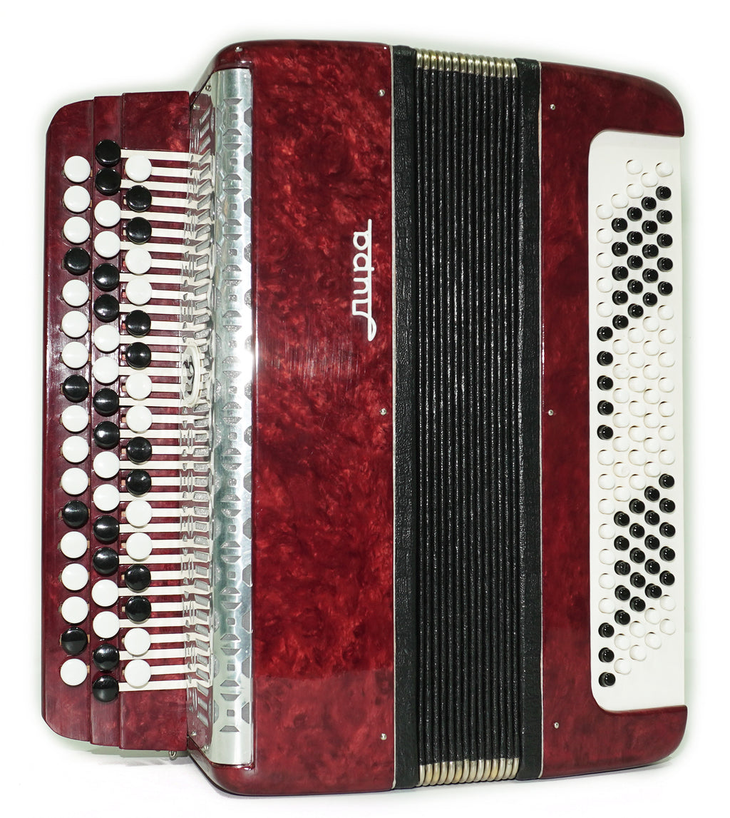 Chromatic Button Accordion 100 Bass 3 Row Bayan Lightweight, Stradella B System, with New Straps, 2656