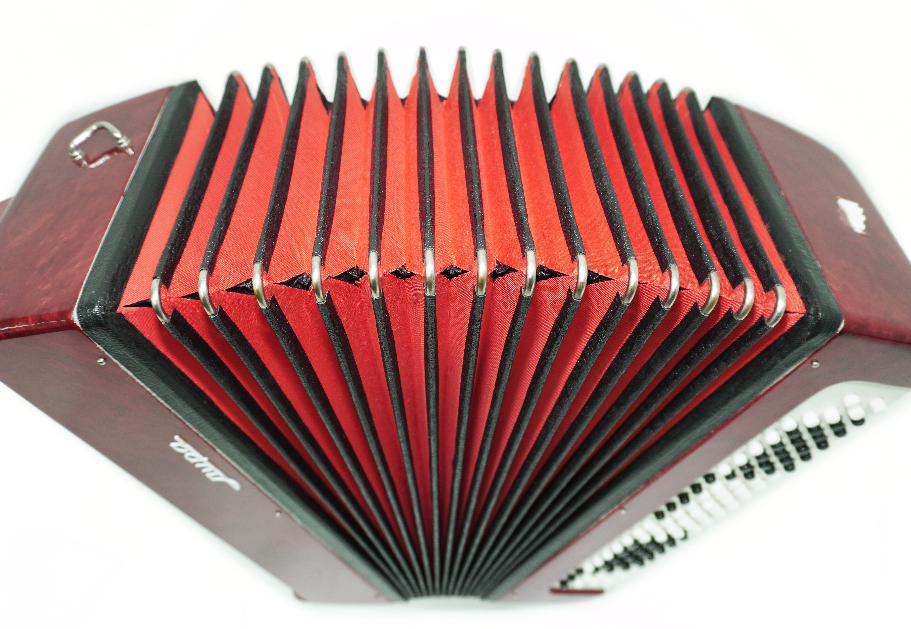 Chromatic Button Accordion 100 Bass 3 Row Bayan Lightweight, Stradella B System, with New Straps, 2656