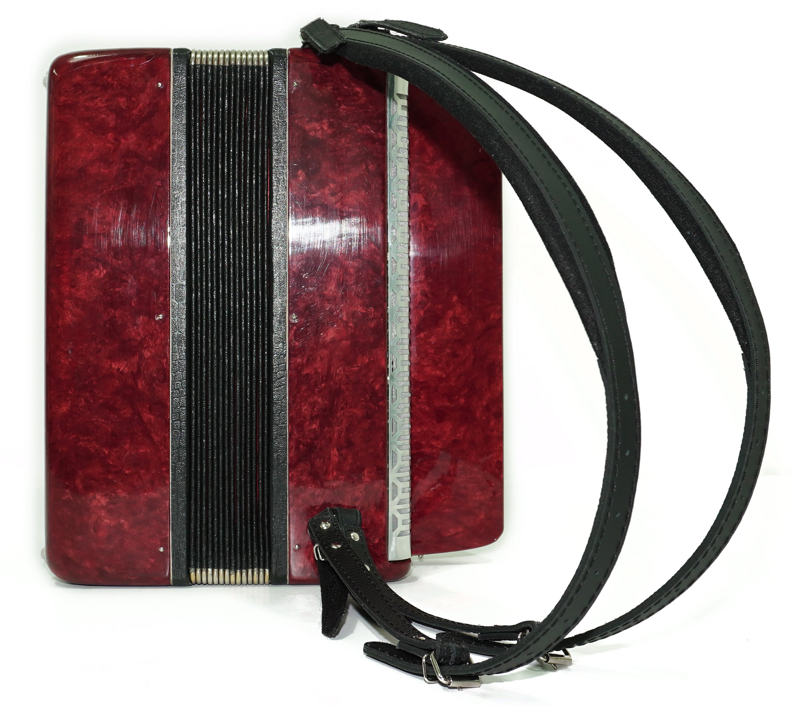 Chromatic Button Accordion 100 Bass 3 Row Bayan Lightweight, Stradella B System, with New Straps, 2656