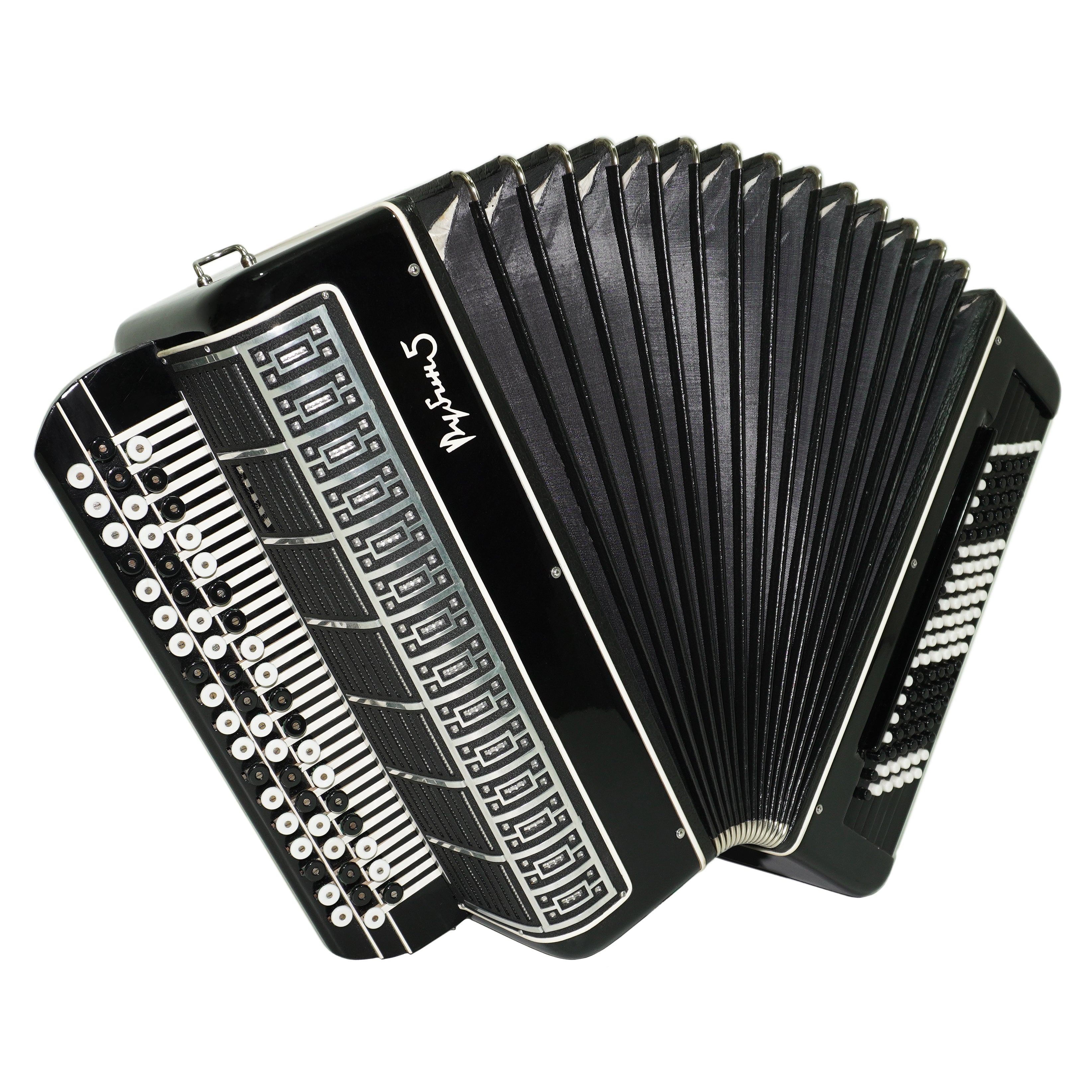 Converter Bayan Rubin 5 Free Bass und Stradella, 120-Bass-Knopfakkordeon, russisches Vintage-Bajan-Akkordeon, mit Riemen und Hartschalenkoffer, 2650