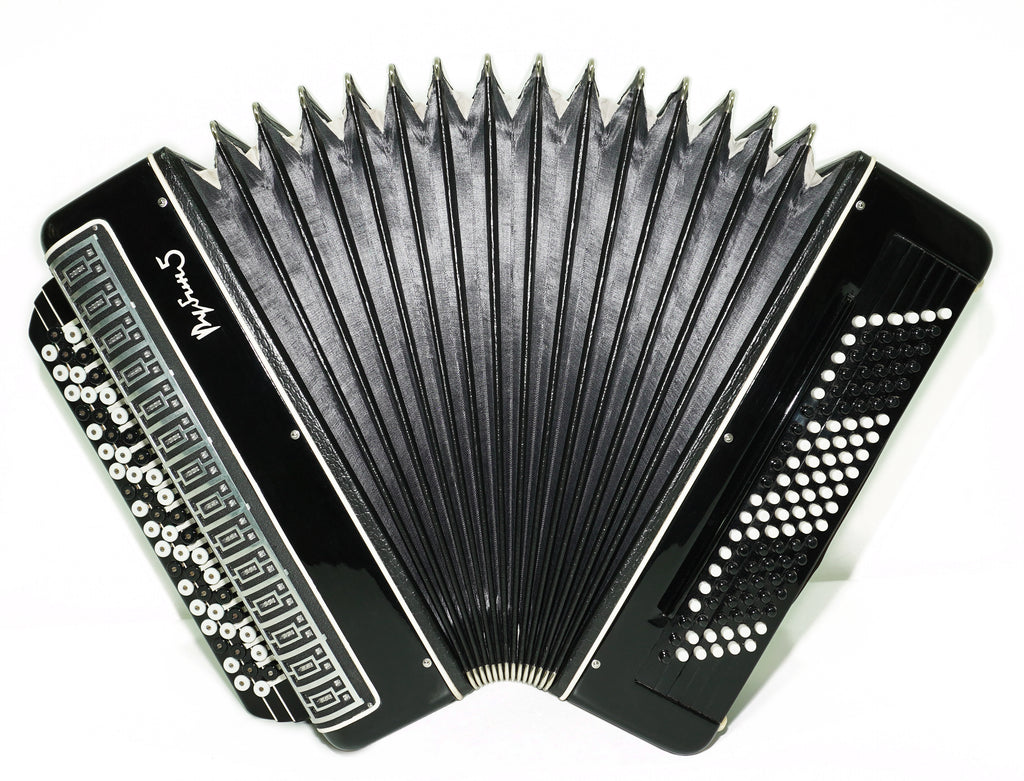 Converter Bayan Rubin 5 Free Bass und Stradella, 120-Bass-Knopfakkordeon, russisches Vintage-Bajan-Akkordeon, mit Riemen und Hartschalenkoffer, 2650