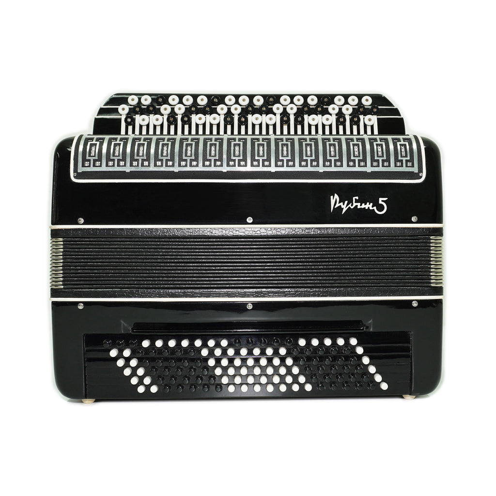 Converter Bayan Rubin 5 Free Bass und Stradella, 120-Bass-Knopfakkordeon, russisches Vintage-Bajan-Akkordeon, mit Riemen und Hartschalenkoffer, 2650