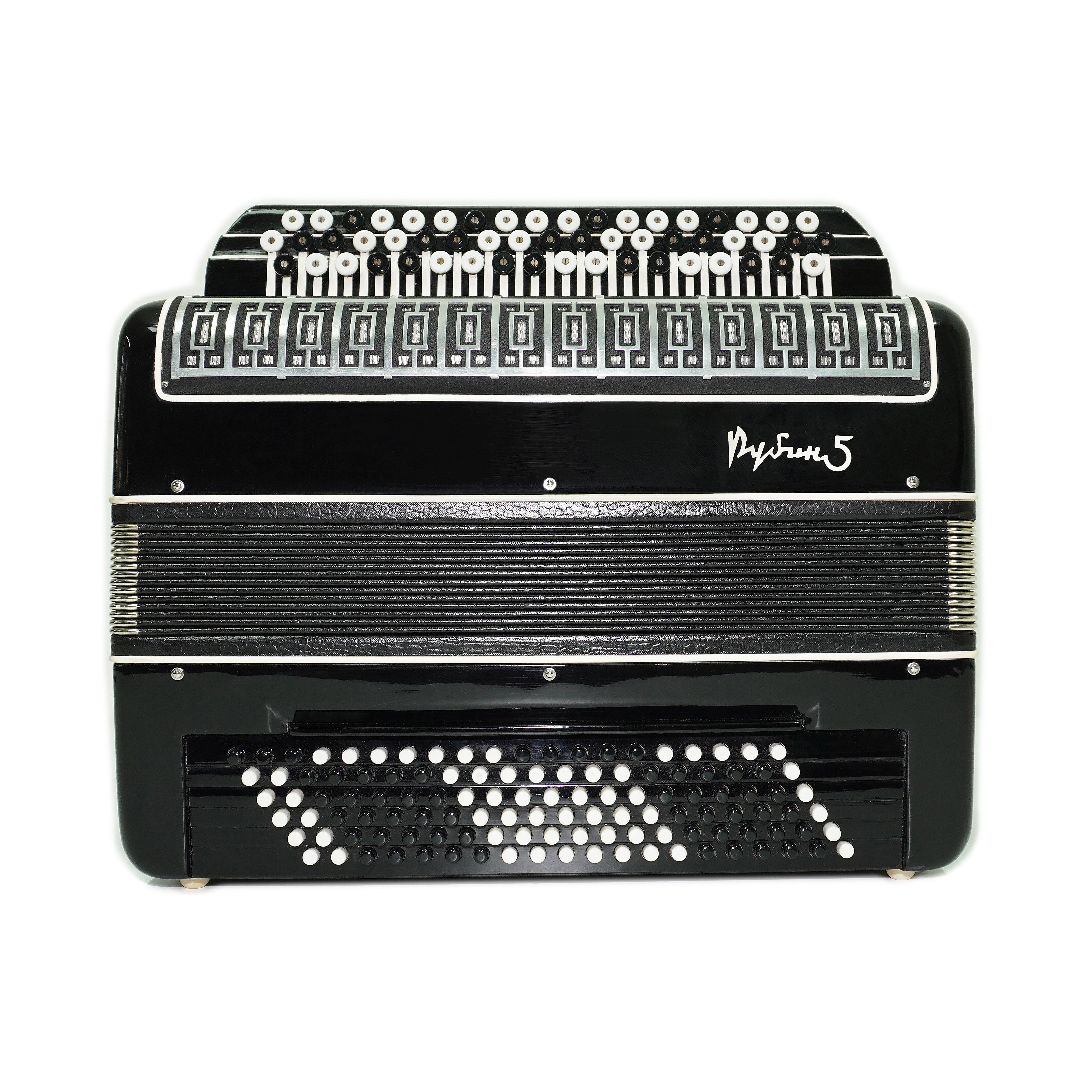 Converter Bayan Rubin 5 Free Bass und Stradella, 120-Bass-Knopfakkordeon, russisches Vintage-Bajan-Akkordeon, mit Riemen und Hartschalenkoffer, 2650