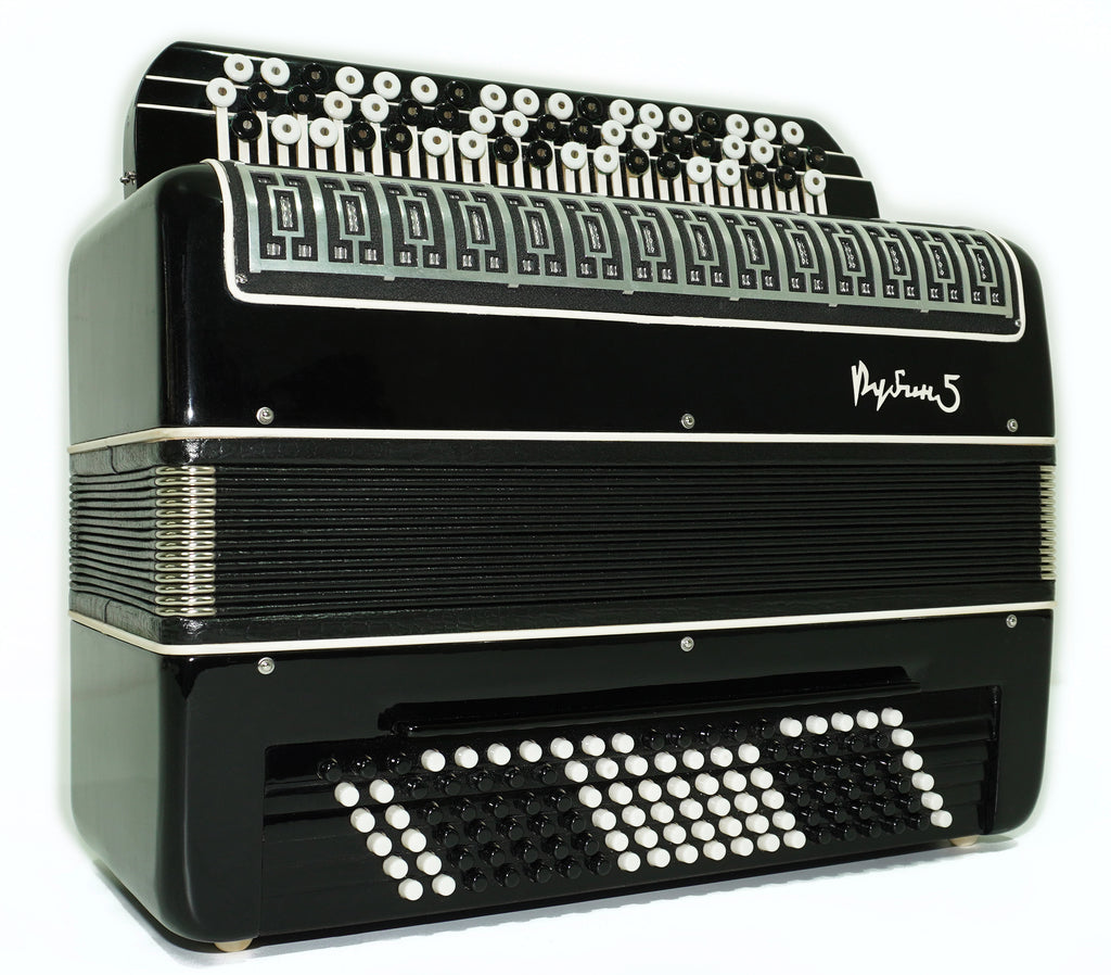 Converter Bayan Rubin 5 Free Bass und Stradella, 120-Bass-Knopfakkordeon, russisches Vintage-Bajan-Akkordeon, mit Riemen und Hartschalenkoffer, 2650
