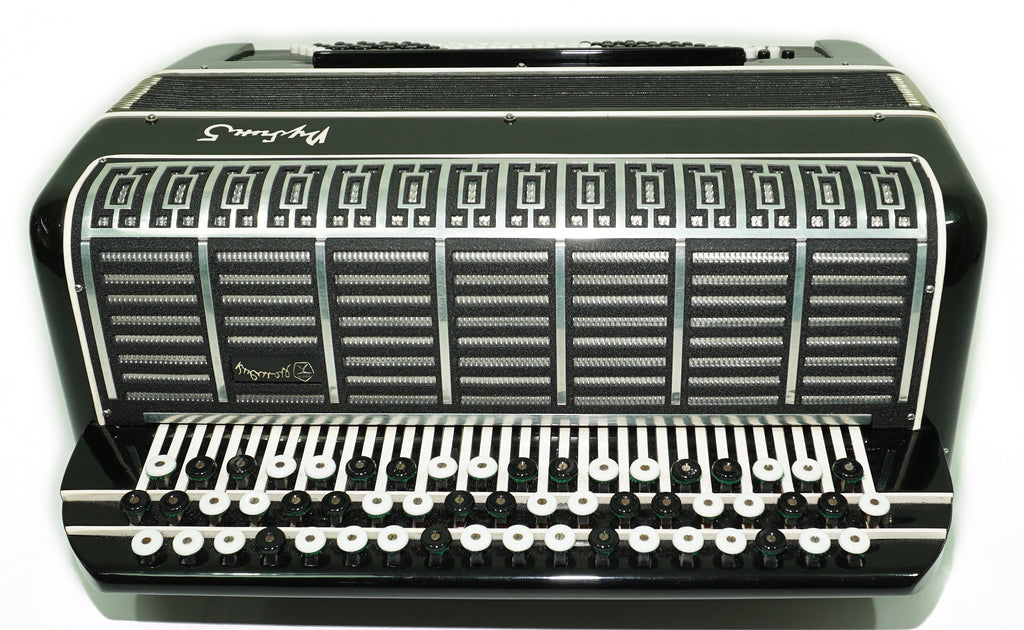 Converter Bayan Rubin 5 Free Bass und Stradella, 120-Bass-Knopfakkordeon, russisches Vintage-Bajan-Akkordeon, mit Riemen und Hartschalenkoffer, 2650