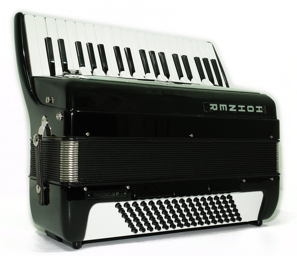 Hohner Favorit IV P Vintage Pianoakkordeon made in Germany, originales Tastaturakkordeon, inkl. Riemen und Hartschalenkoffer, 2659