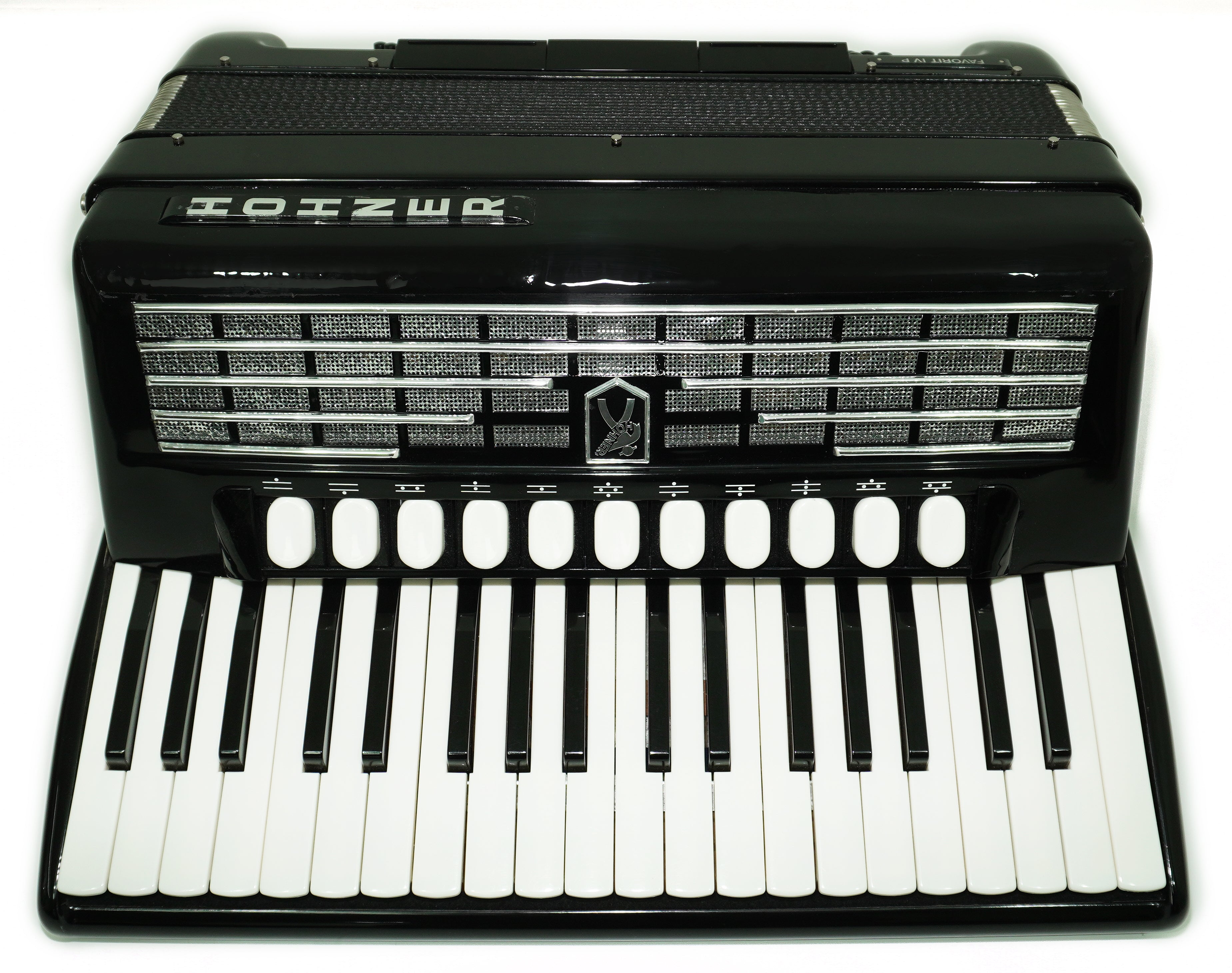 Hohner Favorit IV P Vintage Pianoakkordeon made in Germany, originales Tastaturakkordeon, inkl. Riemen und Hartschalenkoffer, 2659