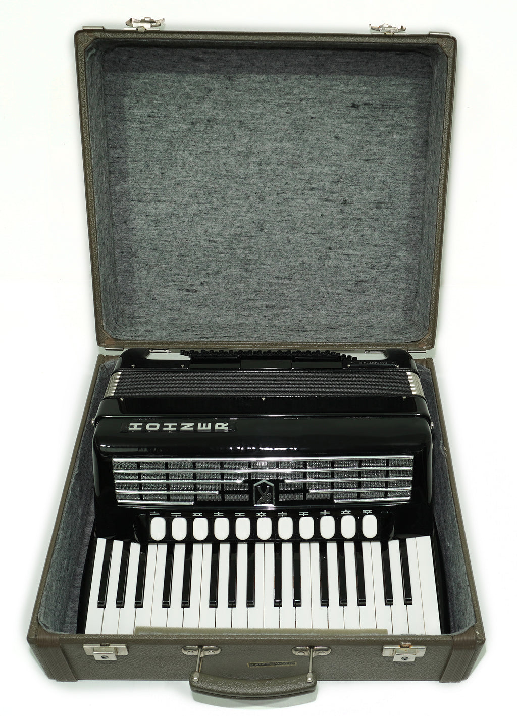 Hohner Favorit IV P Vintage Pianoakkordeon made in Germany, originales Tastaturakkordeon, inkl. Riemen und Hartschalenkoffer, 2659