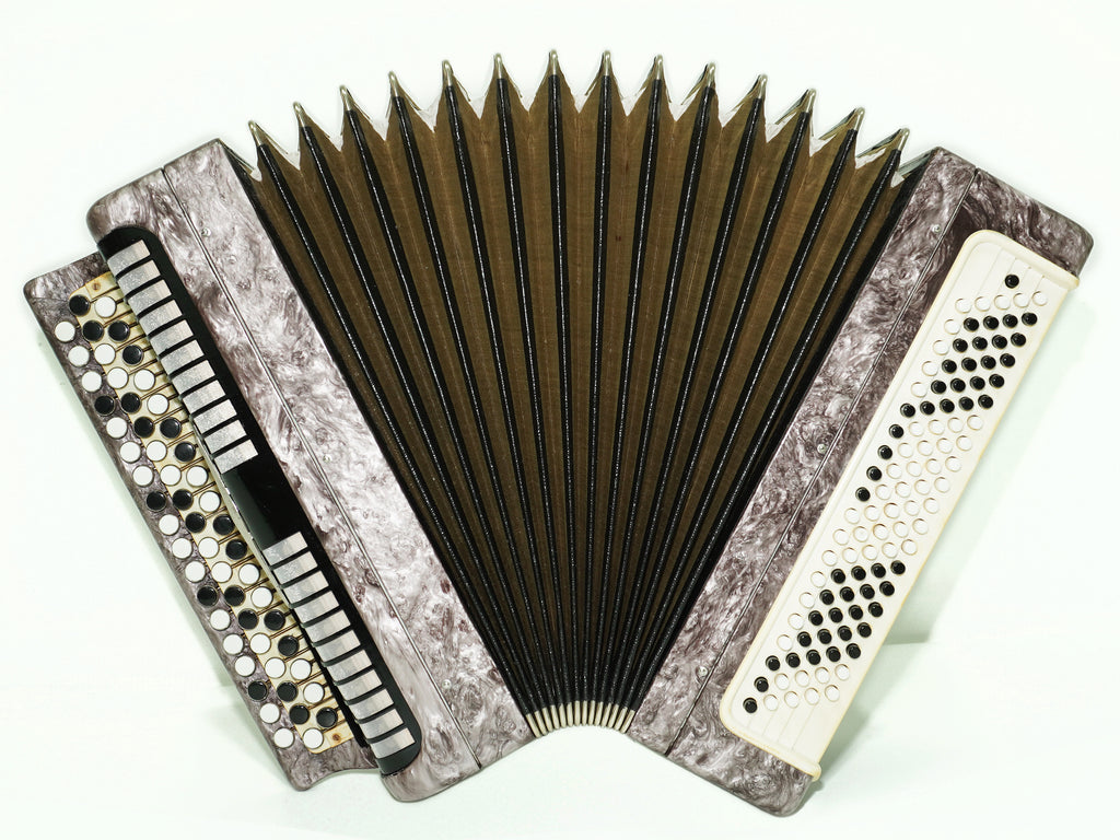 Tulskiy Russian Bayan Etude, 3 Row Chromatic Button Accordion, B System, Straps and Hard Case, Soviet Garmoshka Tula, 2657