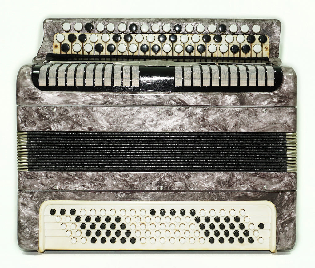 Tulskiy Russian Bayan Etude, 3 Row Chromatic Button Accordion, B System, Straps and Hard Case, Soviet Garmoshka Tula, 2657