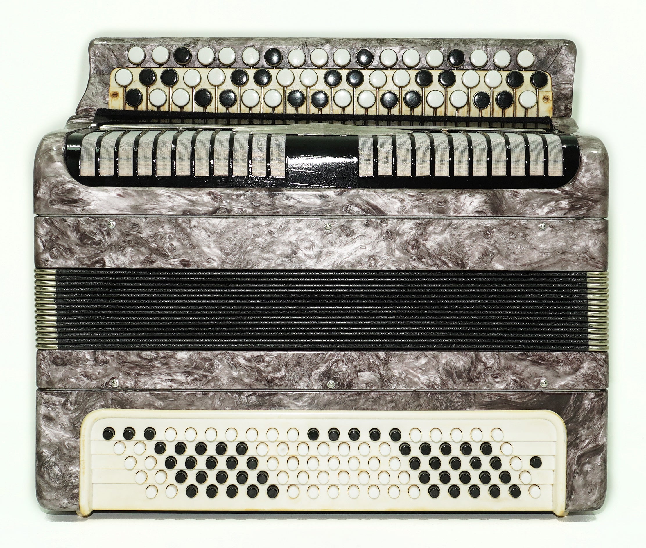 Tulskiy Russian Bayan Etude, 3 Row Chromatic Button Accordion, B System, Straps and Hard Case, Soviet Garmoshka Tula, 2657