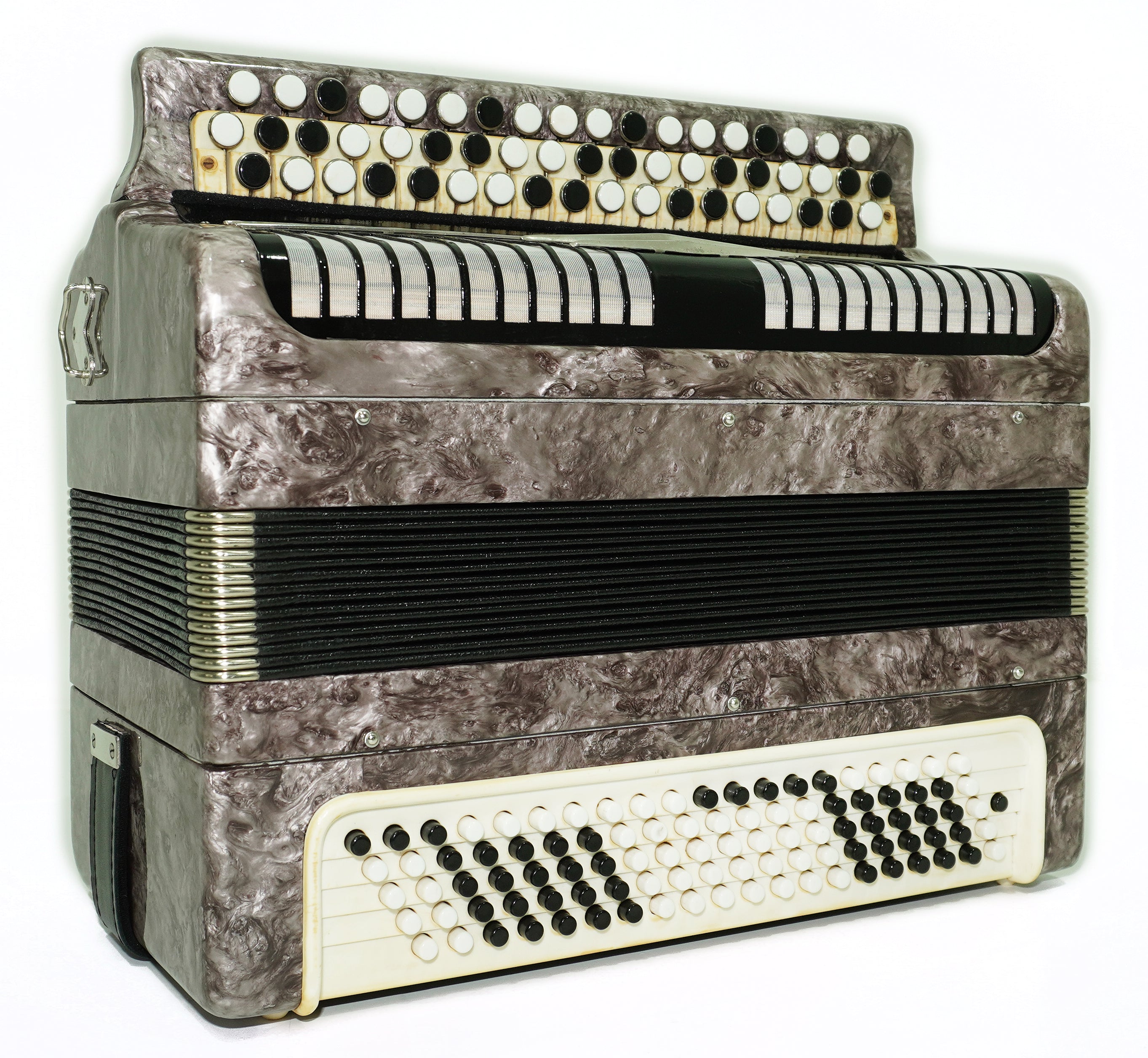 Tulskiy Russian Bayan Etude, 3 Row Chromatic Button Accordion, B System, Straps and Hard Case, Soviet Garmoshka Tula, 2657