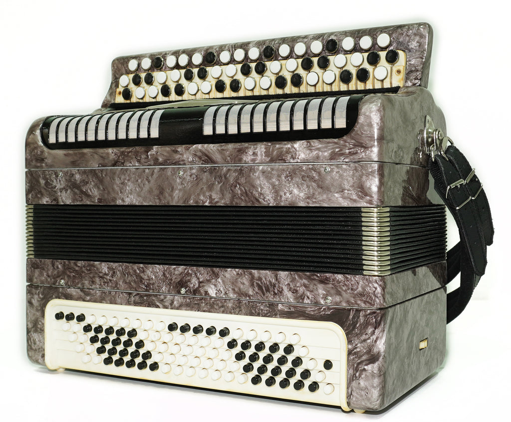 Tulskiy Russian Bayan Etude, 3 Row Chromatic Button Accordion, B System, Straps and Hard Case, Soviet Garmoshka Tula, 2657