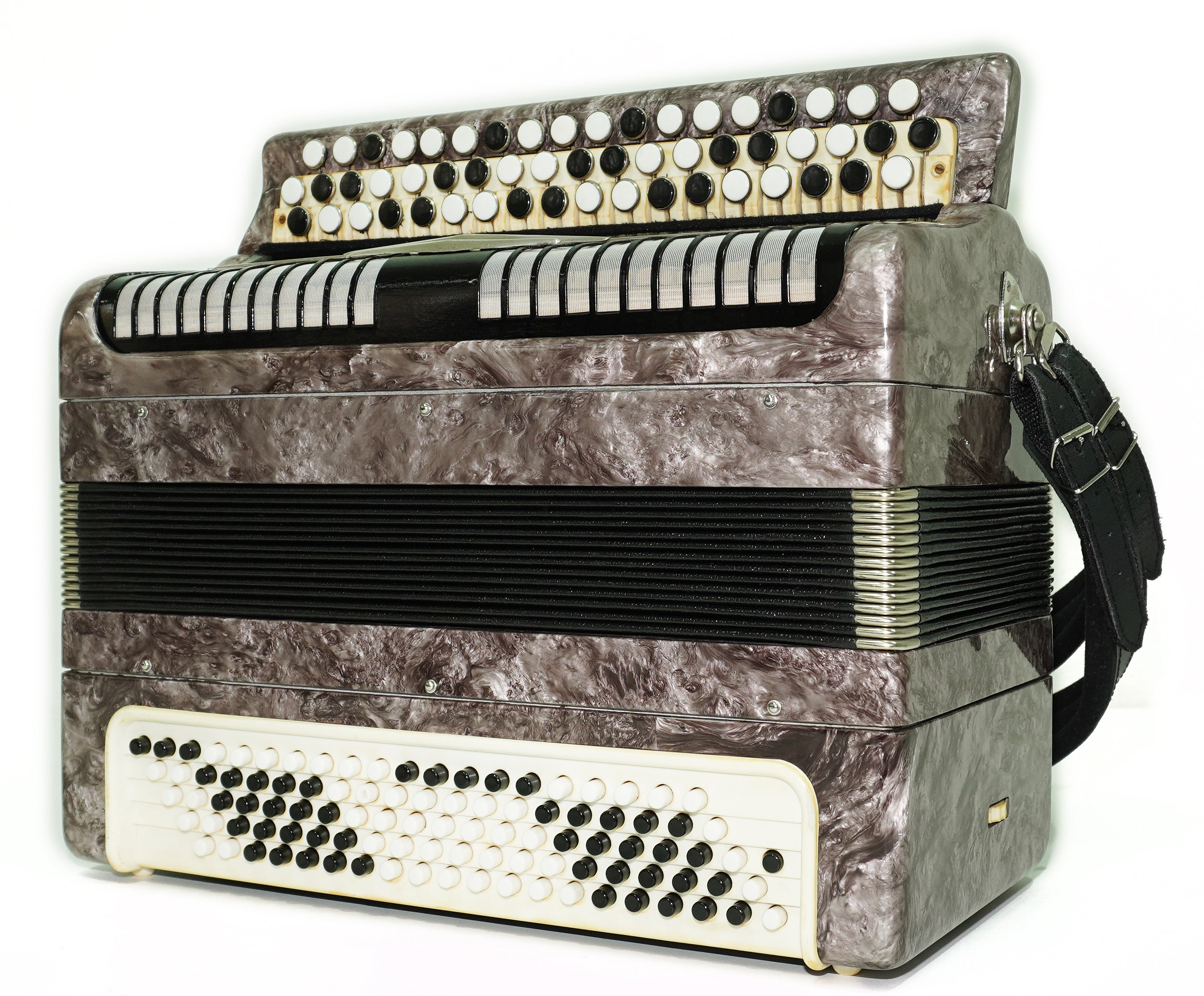 Tulskiy Russian Bayan Etude, 3 Row Chromatic Button Accordion, B System, Straps and Hard Case, Soviet Garmoshka Tula, 2657